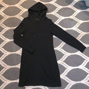 Calvin Klein Long Sleeved Hoodie Dress Lightweight Black Size M